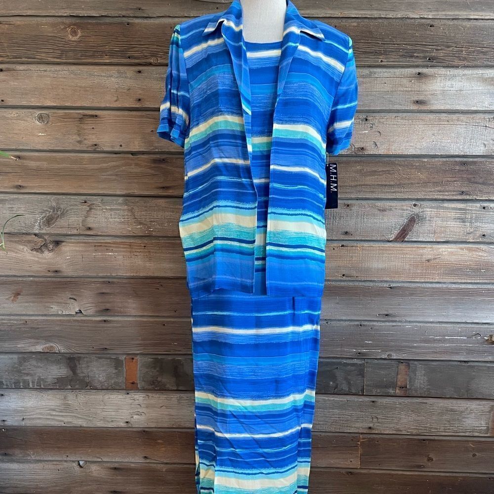 NWT M.H.M. Melissa Harper Shirt and Matching Sleeveless Maxi Dress Size 10